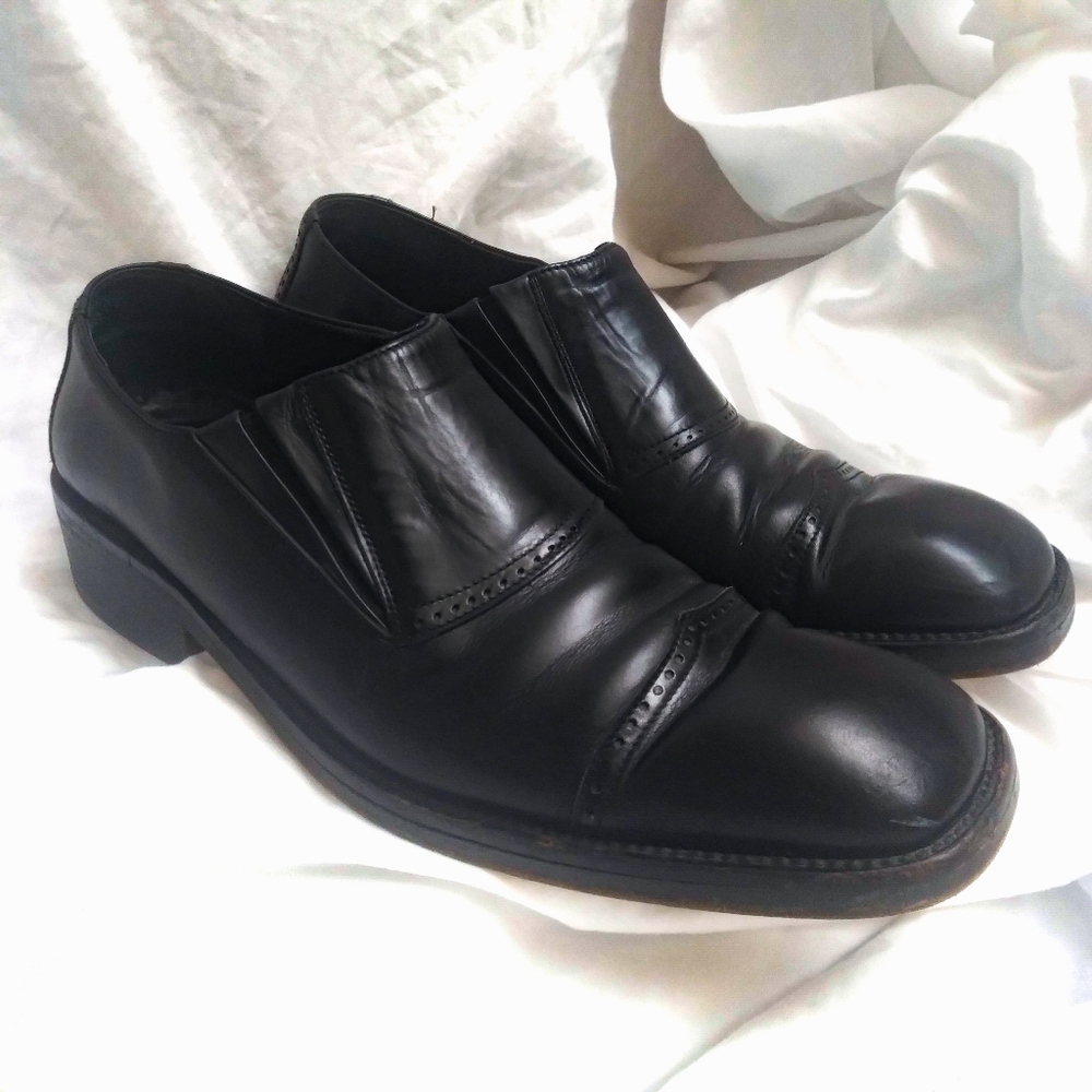 Gucci Black Leather Wingtip Slip On Oxfords Mens Size 8
